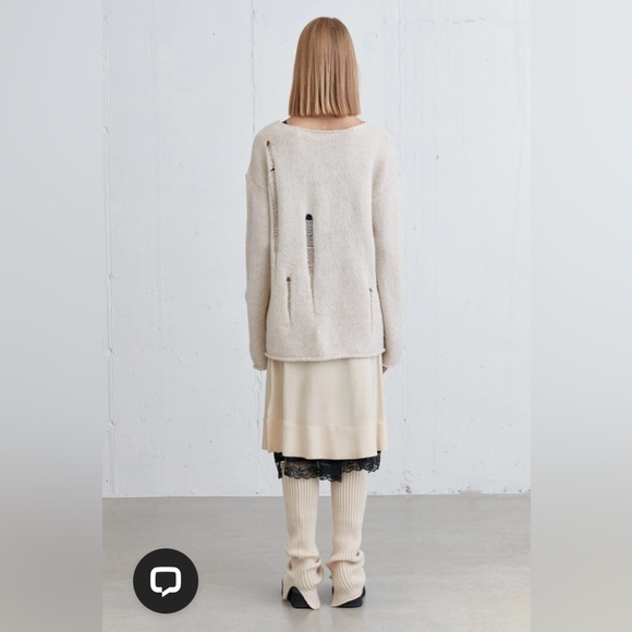 78$ NWT OAK+FORT Lace-Up Distressed Sweater | Relaxed Fit | NWT | Size S-M - Picture 5 of 15